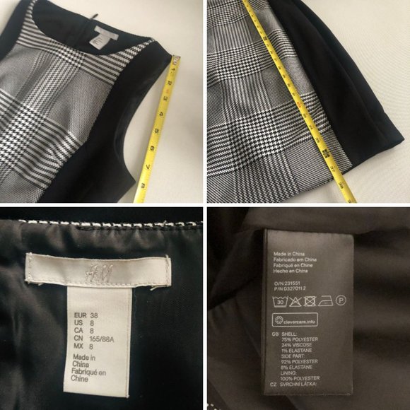 H&M Plaid Sleeveless Midi Dress in Black, Gray and White with Black Accents S 8 - Picture 13 of 14